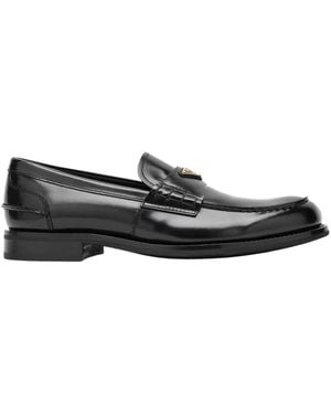 Prada Loafers Met Driehoekige Plaat - Zwart
