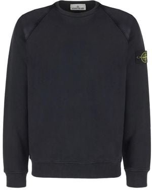 Stone Island Hoodies & Sweatvesten ,Blauw ,Katoen Sweatshirt Met Logopatch