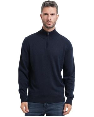 BOSS Hoodies & Sweatvesten ,Blauw ,Wol Trui Met Ritssluiting