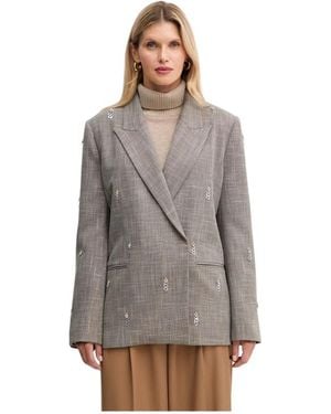 SIMONA CORSELLINI Jassen ,Bruin ,Polyester Blazer Met Decoratie - Grijs
