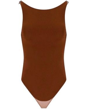 Elisabetta Franchi Tops ,Bruin ,Crêpe Jersey Bodysuit