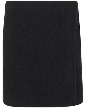 Lemaire Felted Wrapover Minirok - Zwart