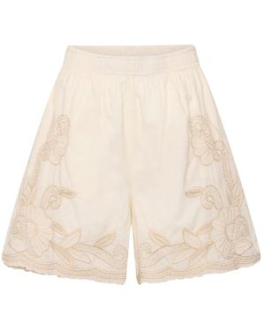 Part Two Korte Broeken ,Wit ,Embroidered Short Shorts - Naturel