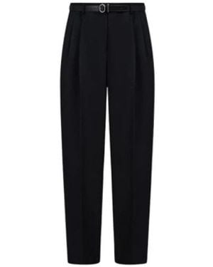 Jil Sander High-Waisted Geplooide Broek - Zwart