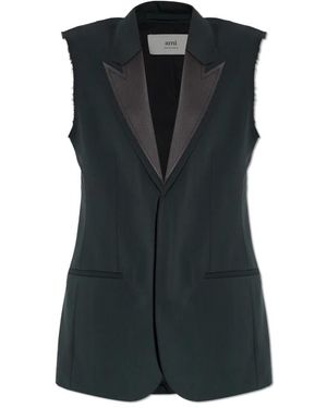 Ami Paris Jassen ,Zwart ,Wol Wollen Vest - Blauw