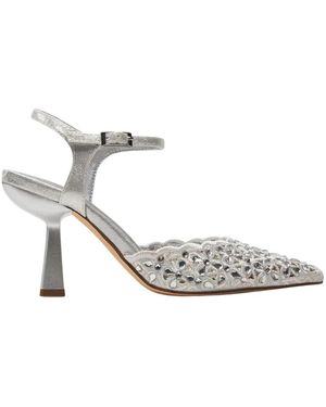 Menbur Schoenen ,Grijs ,Slingback Macramè - Metallic
