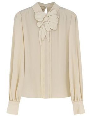 Valentino Geborduurde Crepe De Chine Blouse - Naturel