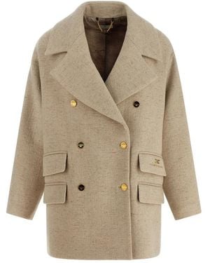 Elisabetta Franchi Double-Breasted Coats - Natural