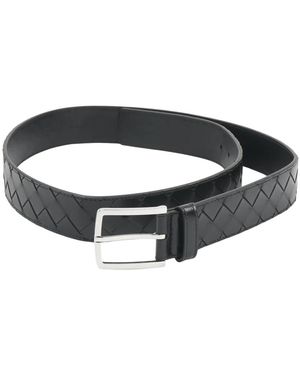 Bottega Veneta Accessoires ,Zwart ,Leer Leren Riem Met Intrecciato Motief