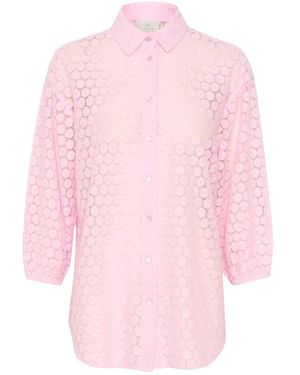 Kaffe Overhemden ,Roze ,Roze Kant Shirt Top 3/4 Mouwen