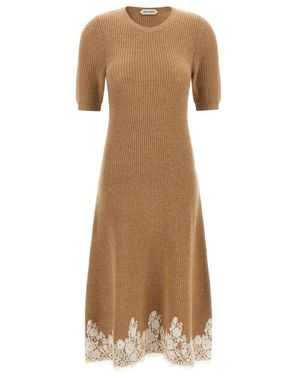 Alberta Ferretti Kleedjes ,Bruin ,Kasjmier Jurken - Naturel