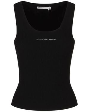 Alexander Wang Racer Tank W/ Jacquard Logo - Schwarz