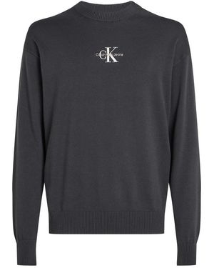 Calvin Klein Blauwe Katoenen Trui Regular Fit - Grijs