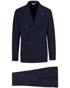 Manuel Ritz Double Breasted Suits - Blue