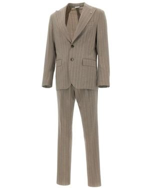 Manuel Ritz Single Breasted Suits - Natural