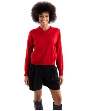 Pinko Truien & Vesten ,Rood ,Wol Valencia V-Neck Sweater
