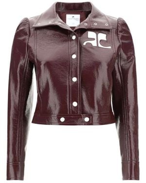 Courreges Katoenen Jas Met Leder-Effect Ontwerp - Rood