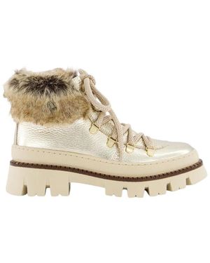 Gibaldi Schoenen ,Geel ,Metallic Lace Booty Voor - Naturel