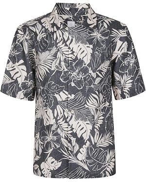 Eleventy Linen Short Sleeve Bowling Shirt - Black