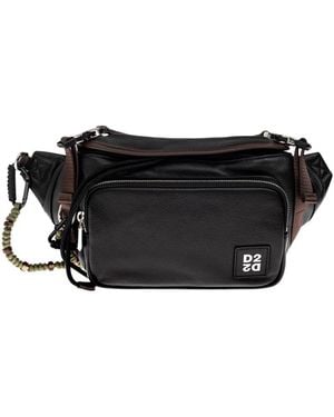 DSquared² Ledertasche Mit Logo - Schwarz