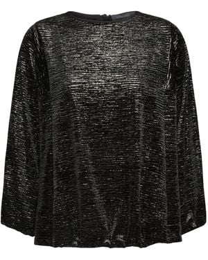 Elena Miro Lamé-Streifen-Bluse - Schwarz