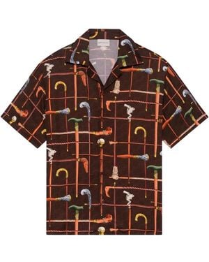Drole de Monsieur Short Sleeve Shirts - Brown