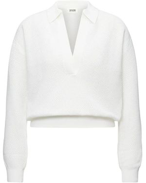 DRYKORN Weißer Strickpullover V-Ausschnitt Stil