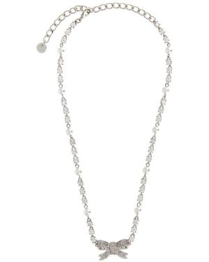 Self-Portrait Kristallen Strik Ketting - Metallic