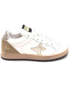 AMA BRAND Retro Weiße Ledersneakers Sun