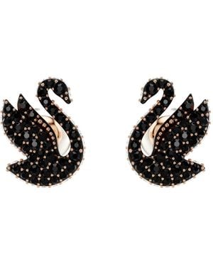 Swarovski Swan Stud Earrings - Black