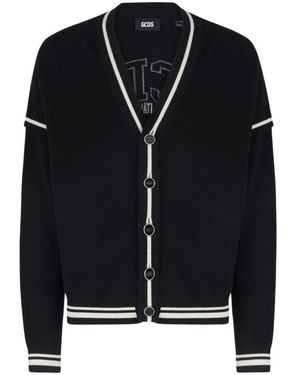 Gcds Truien & Vesten ,Zwart ,Katoen Logo Gebreide Cardigan