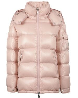 Moncler Jassen ,Roze ,Nylon Maire Korte Donsjas Met Capuchon