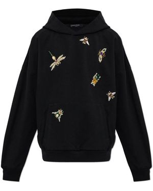 Balmain Hoodies & Sweatvesten ,Zwart ,Katoen Sweatshirt Met Applicaties - Blauw