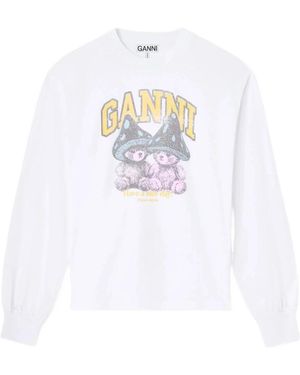 Ganni Hoodies & Sweatvesten ,Wit ,T-Shirt