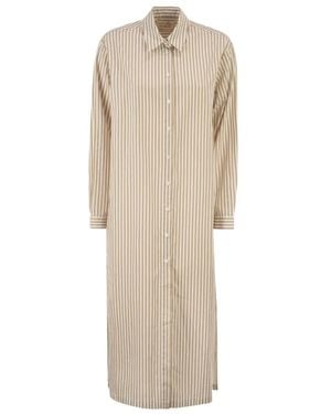 MC2 Saint Barth Adeline Maxikleid Im Hemdblusenstil - Natur