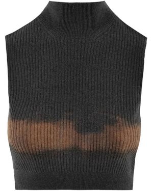 Akep Stylish Knit Crew-Neck Top - Black