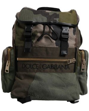 Dolce & Gabbana Grüner Patchwork Reise Rucksack Tasche - Schwarz