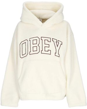 Obey Hoodies & Sweatvesten ,Polyester Collegiate Hoodie Fleece Unbleached - Wit