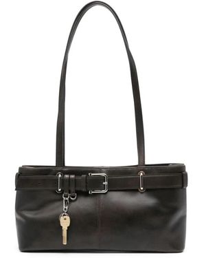 OSOI Braune Leder-Schultertasche - Schwarz