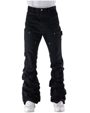 we11done Pantaloni da lavoro a vita bassa e stropicciati - Nero