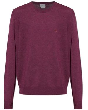 Etro Wollpullover Mit Gesticktem Logo - Lila