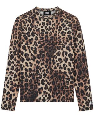 Gcds Tops ,Bruin ,Katoen Wafel Shirt Met Lange Mouwen - Zwart