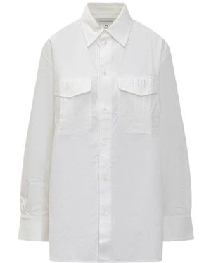 Marine Serre Langärmeliges Knopfhemd Mit Spitzen-Details - Weiß