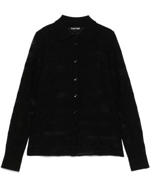Tom Ford Truien & Vesten ,Zwart ,Zwart Button-Up Klassiek Collar Vest