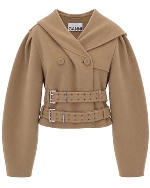 Ganni Double-Breasted Coats - Marrón