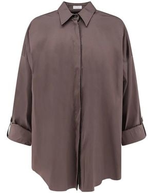 Brunello Cucinelli Monili-Besatz Hemd - Braun