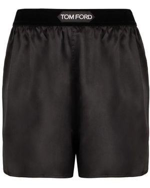 Tom Ford Stretch Silk Satin Boxer Shorts - Black