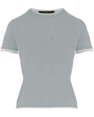 arch4 Cashmere T-Shirt Met Contrasterende Rand - Grijs