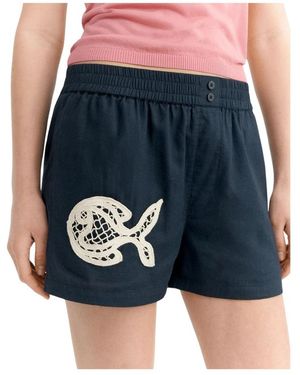 Thinking Mu Korte Broeken ,Blauw ,Casual Shorts