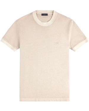 Fay Tops ,Katoen Piquet T-Shirt Dyed Frosted - Naturel